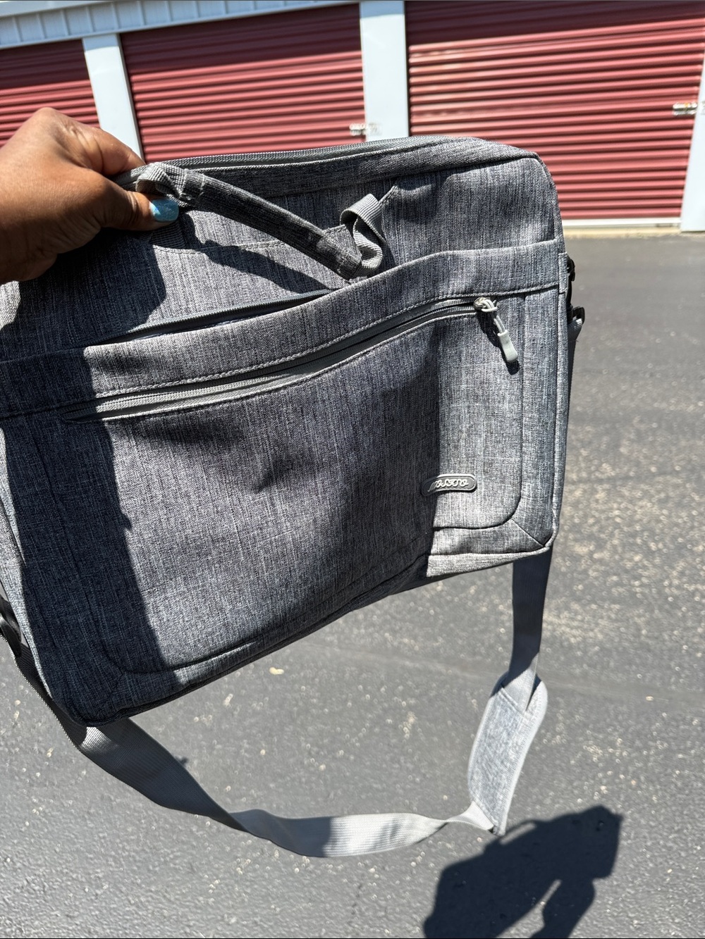 solo Gray Men's Laptop Messenger Bag with Front Zip Pocket